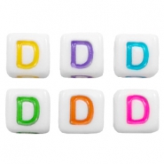 Letterkralen van acryl letter D Multicolour-wit