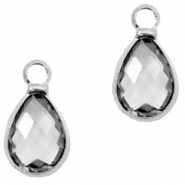 Hangers van crystal glas druppel Black diamond crystal-silver