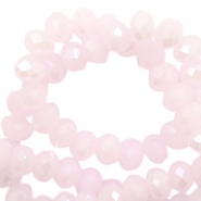 Top Facet kralen 4x3 mm disc Light pink-Pearl shine coating