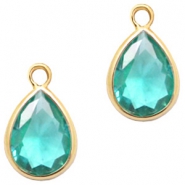 Hangers van crystal glas druppel 11x8mm Emerald blue zircon crystal-gold