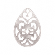 Resin hangers druppel barok 38x27mm Sand grey