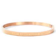 Roestvrij stalen (RVS) Stainless steel armbanden "LOVE LIFE AND ENJOY EVERY MOMENT" Rosé goud