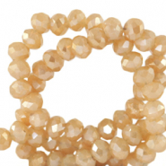 Top Facet kralen 4x3 mm disc Peachy beige-pearl shine coating