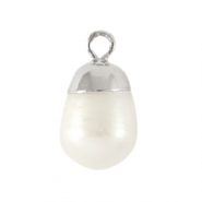 BQ Zoetwaterparels bedel round Silver-natural white