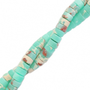 Natuursteen kralen disc 4mm&nbsp;Marble turquoise green