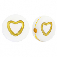 Letterkralen van acryl hartjes White-gold