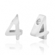 Roestvrij stalen (RVS) Stainless steel kralen cijfer 4 Zilver