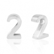 Roestvrij stalen (RVS) Stainless steel kralen cijfer 2 Zilver