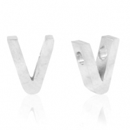 Roestvrij stalen (RVS) Stainless steel kralen letter V Zilver