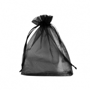 Sieraad zakje organza 9x12cm Black