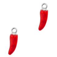 Basic Quality metalen bedels peper Zilver-rood