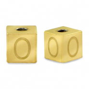 Roestvrij stalen (RVS) Stainless steel kralen letter O Goud
