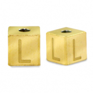 Roestvrij stalen (RVS) Stainless steel kralen letter L Goud