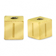 Roestvrij stalen (RVS) Stainless steel kralen letter I Goud