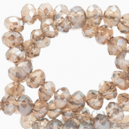 Top Facet kralen 6x4 mm disc Champagne beige-pearl shine coating