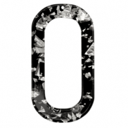 Resin hangers langwerpig ovaal Silver-black