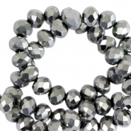 Top Facet kralen 6x4 mm disc Silver-pearl shine coating