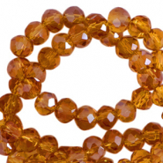 Top Facet kralen 4x3mm disc Russet brown-pearl shine coating