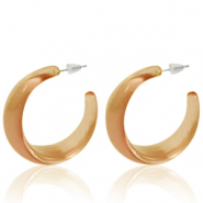 Trendy oorbellen creolen Tan brown