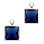 Hangers van crystal glas square Royal blue-silver