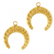 Roestvrij stalen (RVS) Stainless steel bedels maan Goud