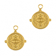 Roestvrij stalen (RVS) Stainless steel bedels alziend oog Goud