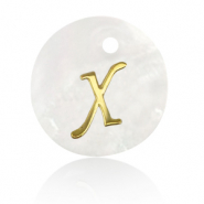 Schelp hangers specials letter X Gold-white (natuurlijke kleur)