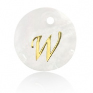 Schelp hangers specials letter W Gold-white (natuurlijke kleur)