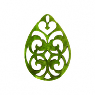 Resin hangers druppel barok 38x27mm Guacamole green