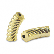 Acryl tube kralen twisted Gold