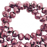 Top Facet kralen 3x2mm disc Magenta pink-pearl shine coating