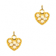 Roestvrij stalen (RVS) Stainless steel bedels hart Gold