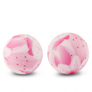 Siliconen kralen 15mm rond bloem Pink