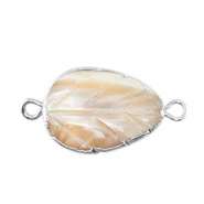 Zoetwaterparels tussenstuk leaf Silver-taupe