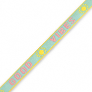 Lint met tekst "good vibes" Turquoise-pink-yellow
