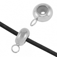 Roestvrij stalen (RVS) Stainless steel onderdelen smart bead stopper met oogje Silver