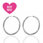 Roestvrij stalen (RVS) Stainless steel oorbellen creolen 20mm Zilver