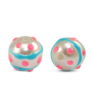 Acryl kralen dots Pearl-blue pink
