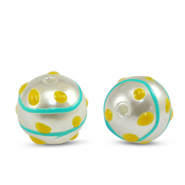 Acryl kralen dots Pearl-blue yellow