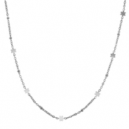 Roestvrij stalen (RVS) Stainless steel kettingen bloem Silver