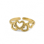 Roestvrij stalen (RVS) Stainless steel ringen hart Gold