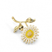 Broches bloem White-yellow-gold