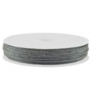 Macram&eacute; draad gevlochten 1mm Dark grey-silver metallic