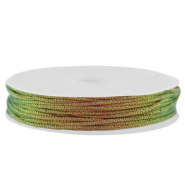 Macram&eacute; draad gevlochten 0,8mm Multicolour-orange green metallic