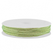 Macram&eacute; draad gevlochten 0,8mm Light green-gold metallic