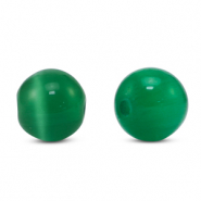 6 mm glaskralen Cat's eye Dark green