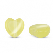 Glaskralen Cat's eye hart Yellow