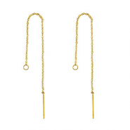 Roestvrij stalen (RVS) Stainless steel oorbellen / oorstekers met ketting Gold