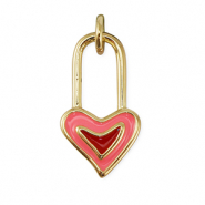 Brass TQ metaal bedels slot hart Gold-pink-red