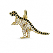 Brass TQ metaal bedels zirkonia dinosaurus Gold-black